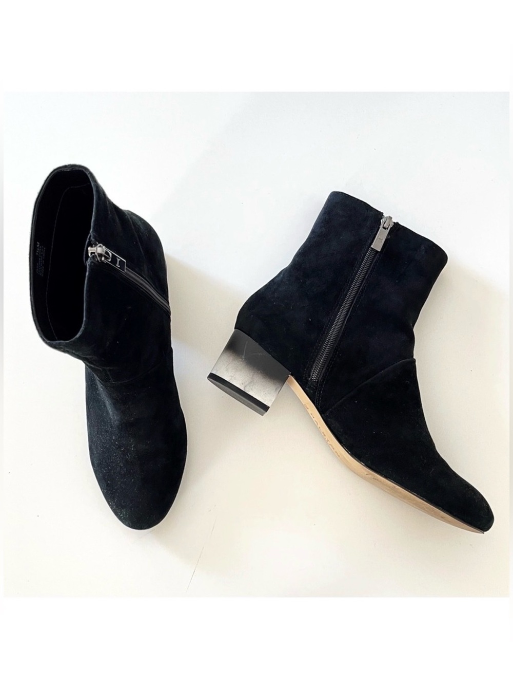 Halston Heritage Olga Black Suede Chelsea Ankle Boots Ombré Block Heel 7.5